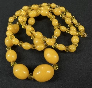 Baltic Egg Yolk Butterscotch Amber Beaded Necklace 26” Restrung - Picture 1 of 8