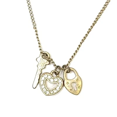 Nuevo LOFT ANN TAYLOR Collar Cadena Oro Colgante Corazón Estrás Transparente Cerradura Foto 1 de 4