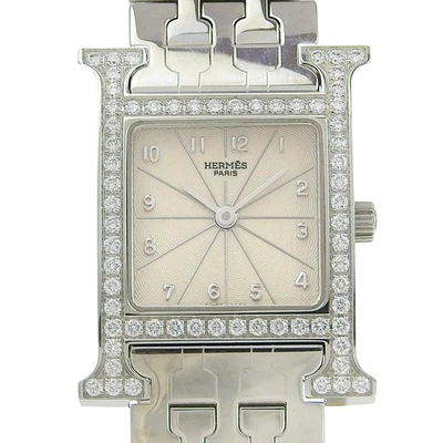 HERMES HH1.230 Diamond Bezel H watch Watches SilverDial Stainless Steel Qu... — 第 1/4 张图片