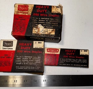 Lote de 3 cajas parciales grapas de alta resistencia vintage Sears Craftsman herramientas retro - Imagen 1 de 8
