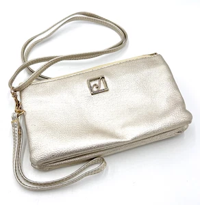 Stone Mountain Bonded Leather Trifecto Iwalk Crossbody/Wristlet Metallic Gold - Bild 1 von 11