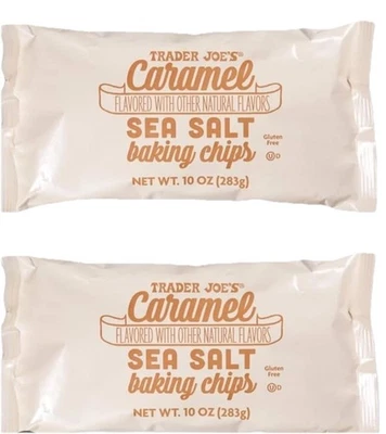 2 Packs Trader Joe's Caramel Sea Salt Baking Chips 10 oz Each LIMITED - Image 1 of 3