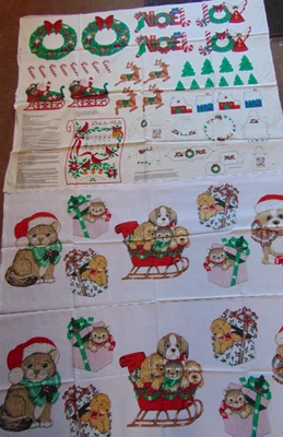 4pc Hallmark & Cranston Fabric Cut-Out Panels Christmas Appliques - Image 1 of 4