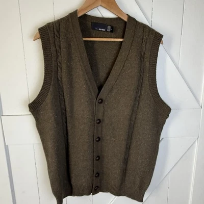 Chaleco De Colección Bill Blass Para Hombres Marrón Cable Tejido Pescador Botones Hecho en EE. UU. Cottagecore Foto 1 de 4