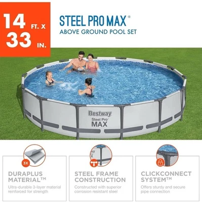 Juego de piscina redonda sobre el suelo Bestway Steel Pro MAX 14' x 33" Foto 1 de 3