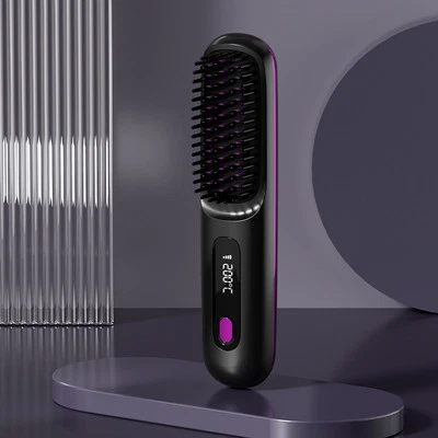 2 In 1 Straight Hair Comb Wireless Hair Straightener Brush Hair Fast Heating - Imagem 1 de 4