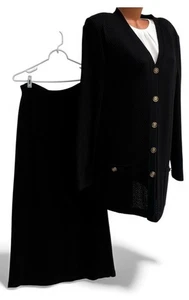 St John Collection Marie grau Button Down Cardigan Pullover Helen Su Rock Gr. L - Bild 1 von 11