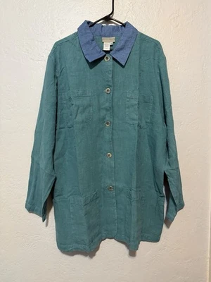 Chaqueta ColdWater Creek Lino Vintage Ligera 2X Foto 1 de 4