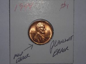 wheat penny 1944 RED BU PLANCHET / MOLD ERROR 1944-P LINCOLN CENT LOT #1 UNC