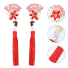 2 Pcs Chinese Hair Accessories Long Tassel Clip Flower Style
