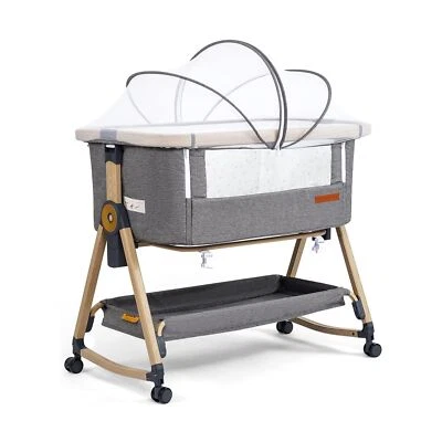 Maydolly Culla e Comodino per Bambini, 3 in 1 Culla a Dondolo con Materasso... - Immagine 1 di 4