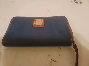 Dooney & Bourke Pebble Grain Zip Clutch Wallet, Jean Color - Picture 1 of 10
