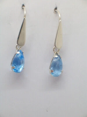 Orecchini in ARGENTO 925 con Pietra sintetica azzurra - imitazione acquamarina - Immagine 1 di 4