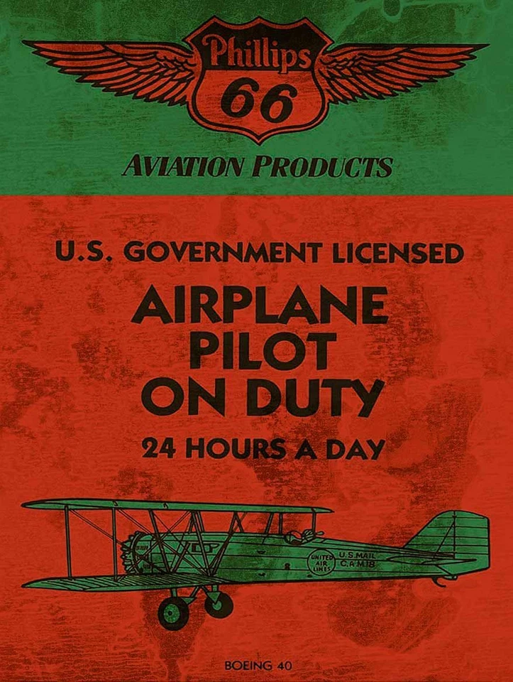PHILLIPS 66 AVIATION PRODUCTS PILOT ON DUTY HEAVY DUTY USA MADE METAL ADV SIGN - Image 1 of 1