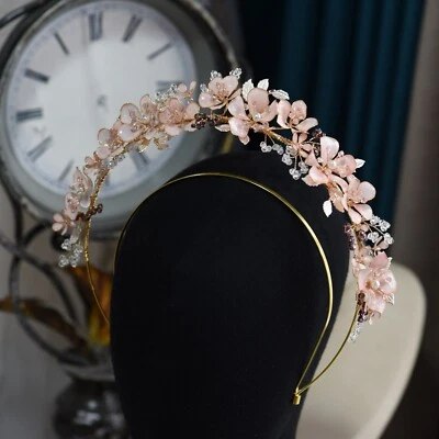 Moda Hecho a Mano Rosa Flor Floral Boda Tiaras Coronas Boda Accesorio para Cabello Foto 1 de 4