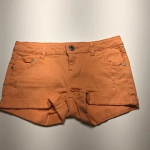 Blue Asphalt Shorts Juniors Sz 9 Orange Cuffed Lightly Distressed Denim Shortie - Picture 1 of 19