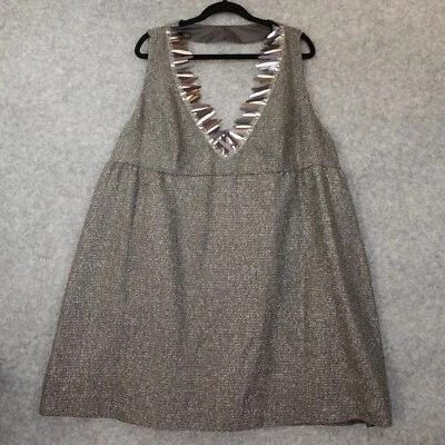 Vestido Midi Glam Rock Metálico Lana Tweed 2X Gris Halter Babydoll Fiesta ANNA SUI Foto 1 de 4