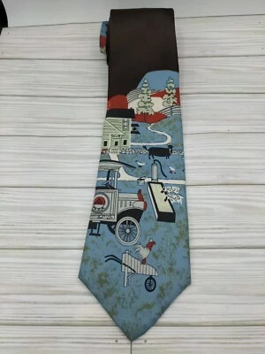 Corbata Velducci Años 70 Ancho Disco Escena Granja Modelo T Coche Granja Poliéster  Foto 1 de 4