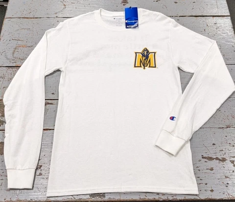 Men's Murray State Racers Champion Long-Sleeved White Tees in Small & 2XL - NWT Cover