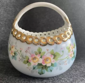 Piatto cesto in porcellana vintage LIMOGES con design floreale unico su due lati blu - Foto 1 di 12