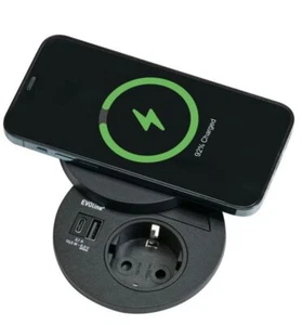 Evoline® Circle80 DisQ, elementos de enchufe empotrados, con enchufe Schuko, USB A/C - Imagen 1 de 2