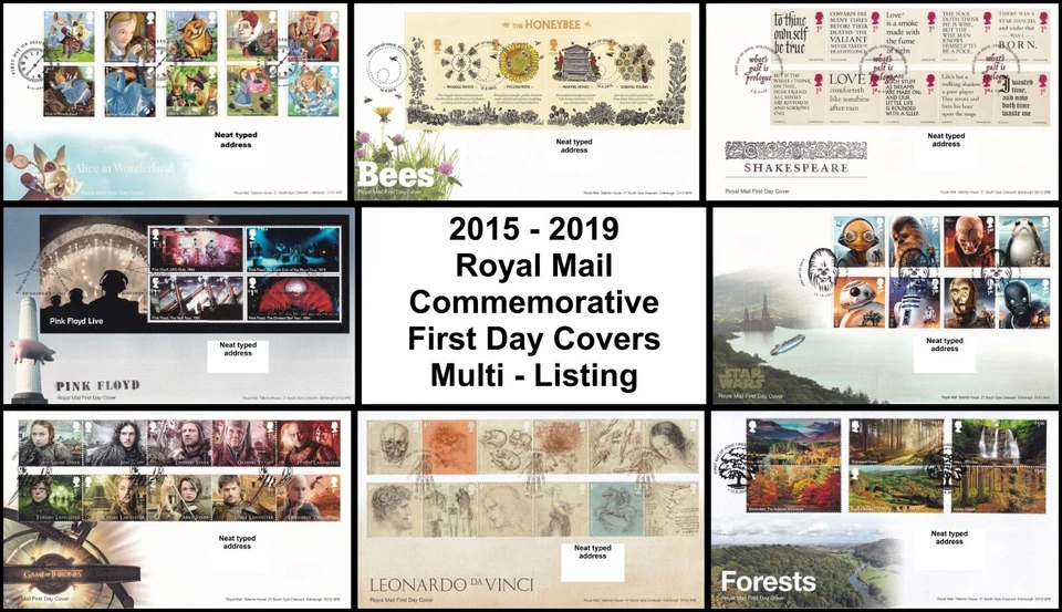 2015-2019 GB Royal Mail Commemorative FDC First Day Covers - Multi Listing - Image 1 of 1