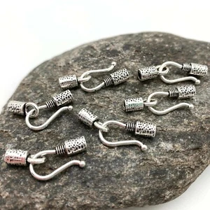 Sets Of Silver Colored Base Metal Leather Hooks Clasps (3 Variations) (MCL31) - Picture 1 of 13