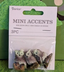 Miniature Mini Accents Set of 3 Owls Fairy Gnome Troll Garden Dollhouse New - Picture 1 of 3