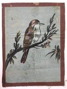 PINTURA DE PÁJARO India Vintage Hecha a Mano en Tela 7 pulgadas x 10,50 pulgadas (11131) - Imagen 1 de 5