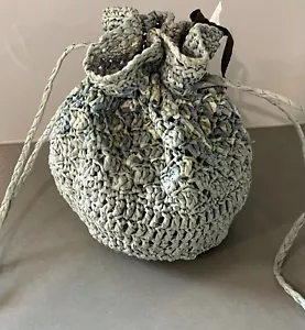 Crochet Raffia Drawstring Bag - Picture 1 of 4