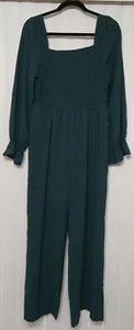 *NEW* Womens Large Green Long Sleeve Pants Romper #707 - Picture 1 of 2