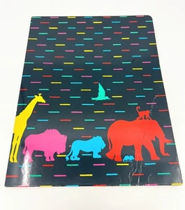 Vintage Hallmark Neon Animals “Color Gear Collection” Retro Black Folder - Picture 1 of 5