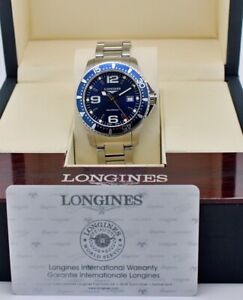 Mens's Longines Hydroconquest L3.640.4 Blue Dial & Longines Box Swiss Watch