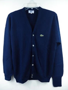 IZOD LACOSTE HOMBRE CÁRDIGAN GRANDE SUÉTER VINTAGE DE COLECCIÓN AZUL COCODRILO LOGO TEJIDO ACRÍLICO - Imagen 1 de 8