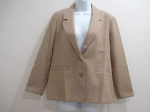 Alfred Dunner Faux Pockets Button Front Tan Blazer Jacket Petite Size 6P NWT - Picture 1 of 9