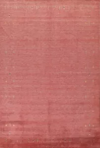 Pink Gabbeh Rug 9x12 ft.All-Over Oriental Handmade Wool Living Room Area Carpet - Picture 1 of 12