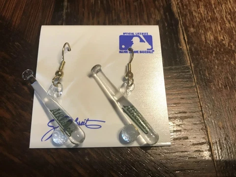1988 Schneidereit Oakland ATHLETICS Baseball art glass EARRINGS sports Jewelry Cover