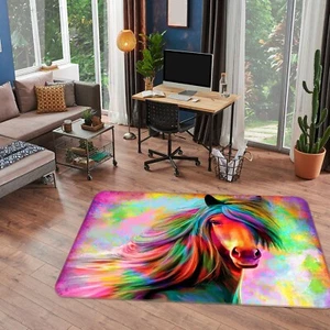 3D Watercolor Rainbow Horse ZHUA3486 Game Non Slip Rug Mat Photo Carpet Amy - Bild 1 von 5