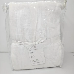 Pottery Barn Cotton Ruffle Bed Skirt White Cal King 18" Drop NEW - Picture 1 of 4
