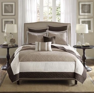 Madison Park King / Cal King 7-Piece Beige Reversible Medallion Versatile Sham - Picture 1 of 9