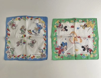 Vintage Mickey & Minnie Mouse 50's Handkerchiefs Childs Hanky Hankie Disney - Image 1 of 4