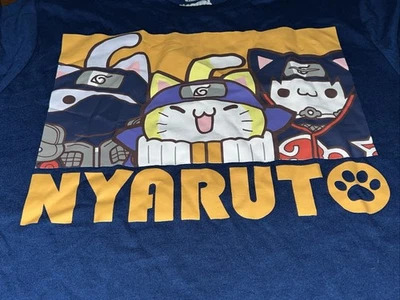 Camisa Naruto Cats Nyatuto NIÑOS Grande 10/12 Azul Anime Foto 1 de 3