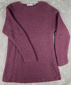 Vtg C. Webb & Co Sweater Womens LARGE Purple Mohair Blend Thick Hand Knit Long - Picture 1 of 10