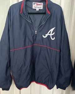 Authentic Majestic MLB Atlanta Braves 1/4 Zip Jacke Vintage XL Baseball Dad - Bild 1 von 10