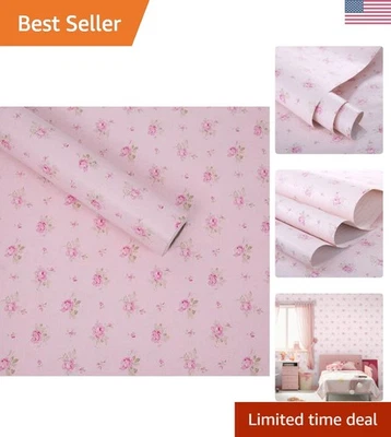 Papel de contacto rosa resistente al agua - Pelar y pegar revestimiento de estante 17,7"x78,7" Foto 1 de 4