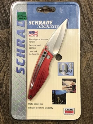 Vintage 90s 2000s Schrade USA Silhouette SC-SQ423 Red Folding Pocket Knife NOS - Image 1 of 4