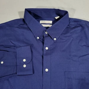 Roundtree Yorke Gold Label Shirt Mens 2XL Blue Perfect Performance Button Down - Picture 1 of 8