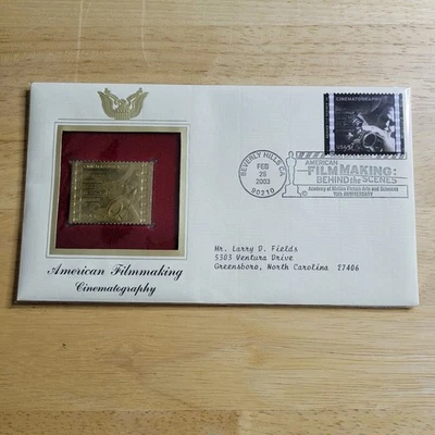 American Filmmaking Cinematography 22kt Gold Replica Stamp 1st Day w/card - Image 1 of 4