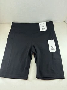 NWT Xersion Women's Black Compression Bike Biker Shorts Size Small 8” High Rise - Picture 1 of 6