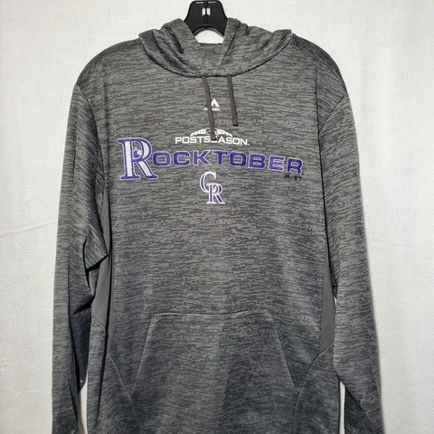 Colorado Rockies Hoodie Long Sleeve Men's Grey MLB Baseball 2018 Rockotober Cover